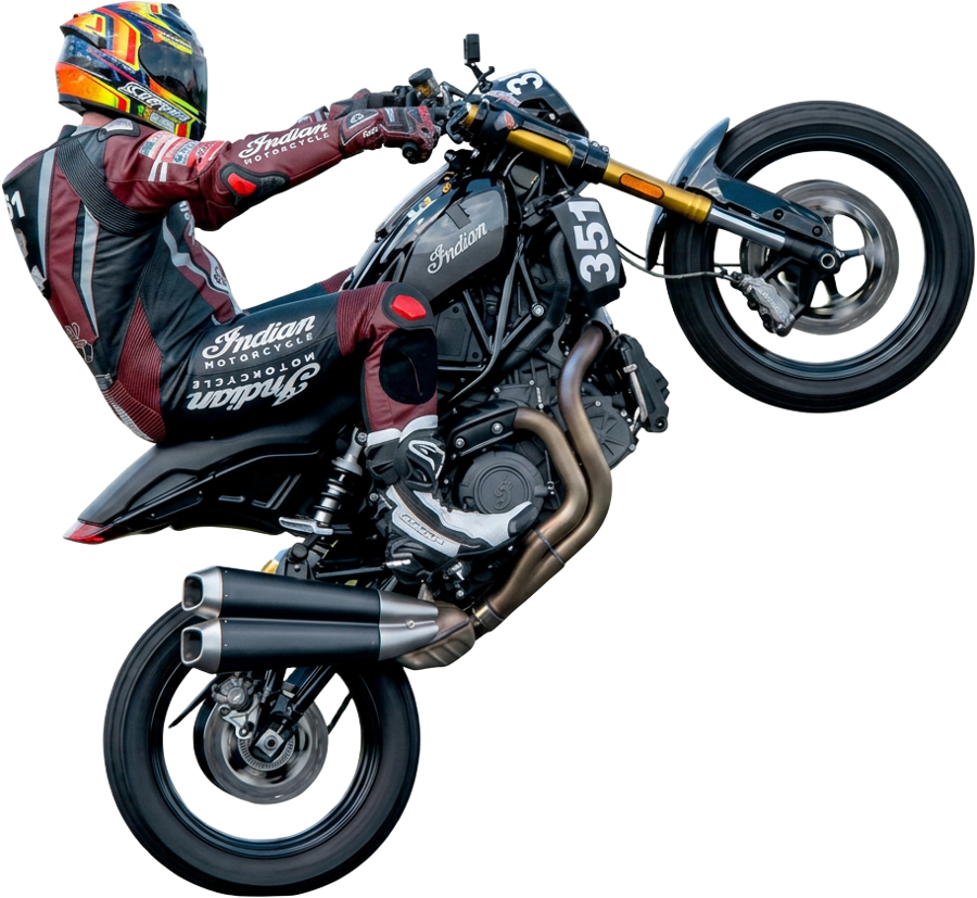 Moto en wheeling, roue avant en l'air